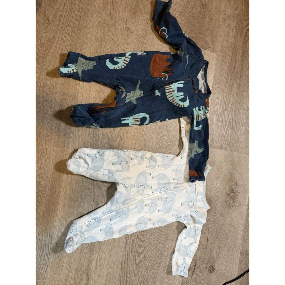 Just One You Carter's Footed Pajamas NB Newborn Lot 2 Sleep Play Elephant Dino
